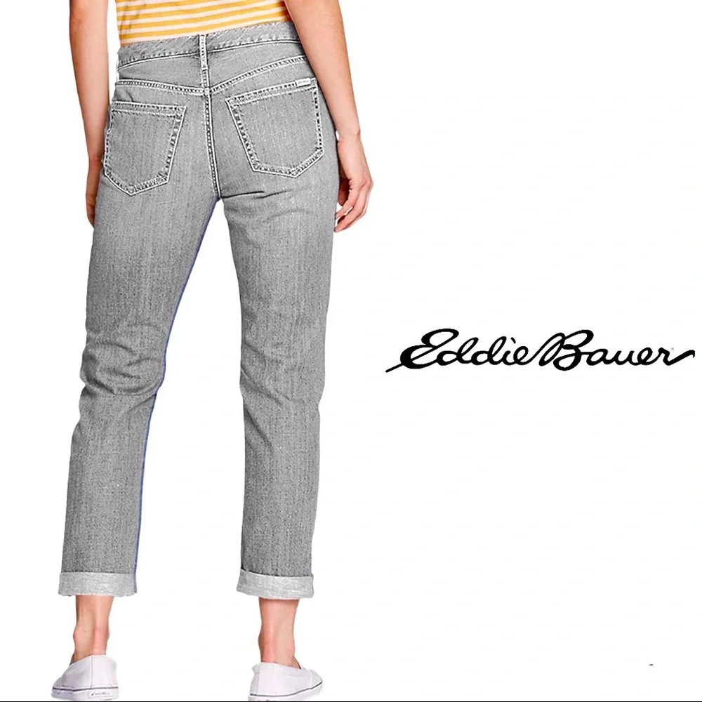 EDDIE BAUER Grey Cuffed Cropped Jeans - Picture 3 of 14